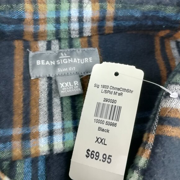 NWT LL Bean Shirt Flannel 1933 Chamois L/S Button Plaid Mens 2XL Slim Fit - Picture 4 of 8
